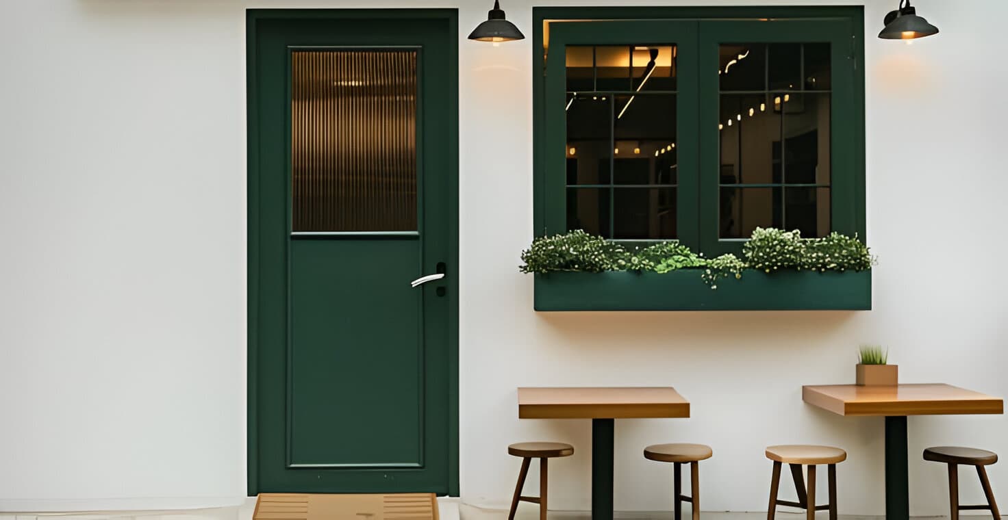 Interior view of Sooppa Cafe featuring warm lighting, wooden tables, and customers enjoying their coffee