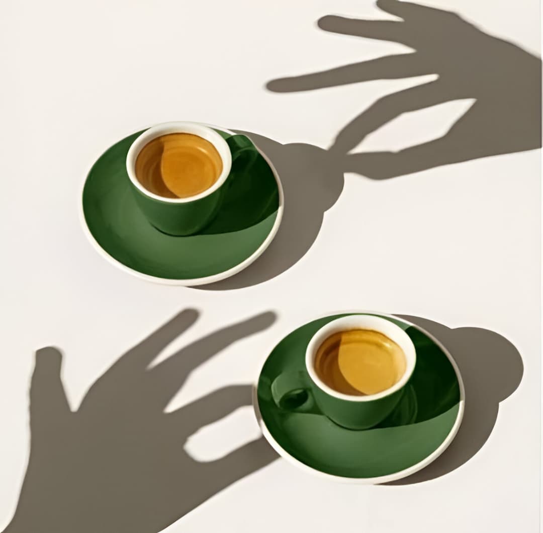 Barista carefully pouring latte art into a ceramic cup at Sooppa Cafe